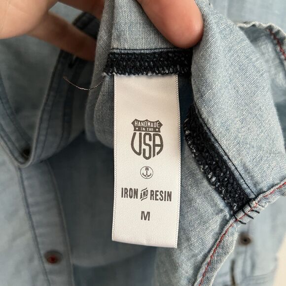 Iron & Resin chambray denim long-sleeve shirt Size M - Picture 5 of 9